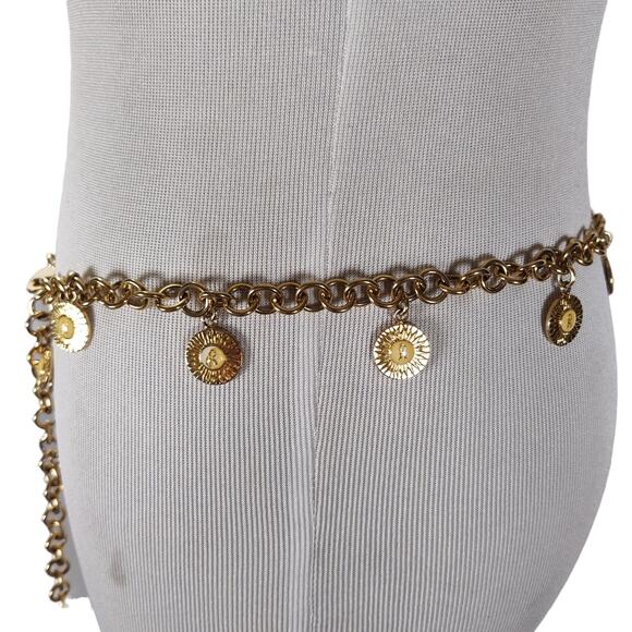 Vintage Roberta di Camerino Gold Tone Chain Belt Medallion Charms Italy - Picture 11 of 13